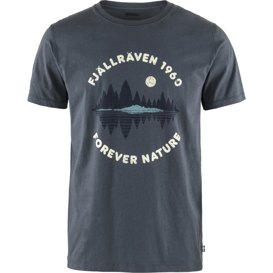 Camiseta Azul Marinho Com Espelho Da Floresta E Raposa Da Montanha