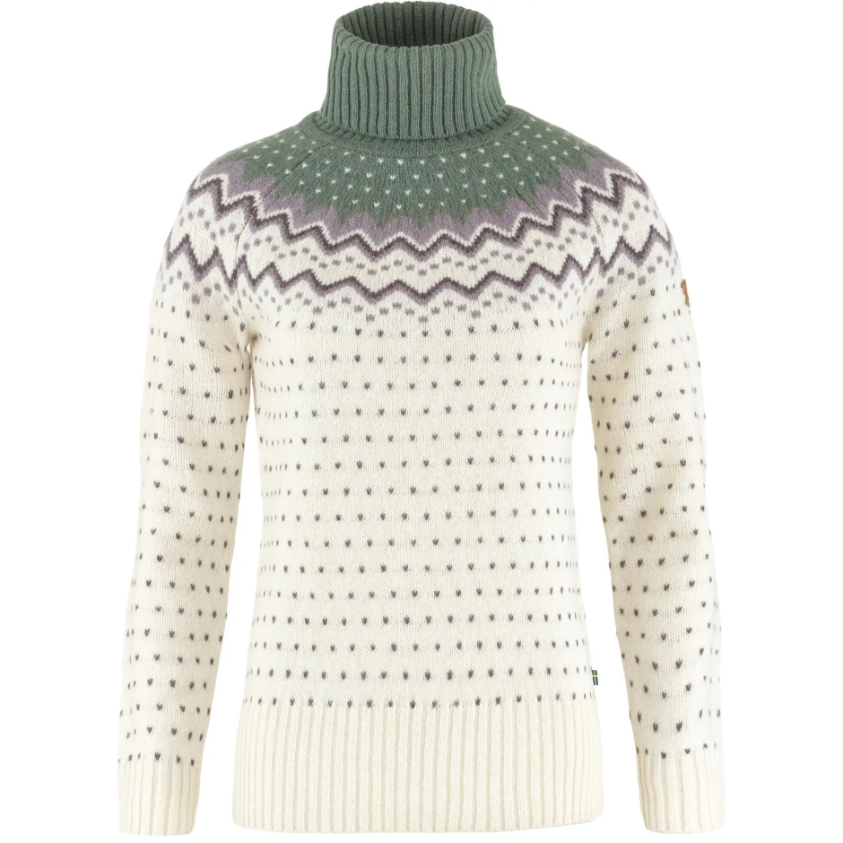 Fjällräven Övik Malha Roller Neck C Giz Branco Pátina Verde