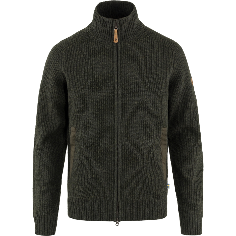Cardigã Övik Zip Tricô Com Fjällräven Azeitona Escura