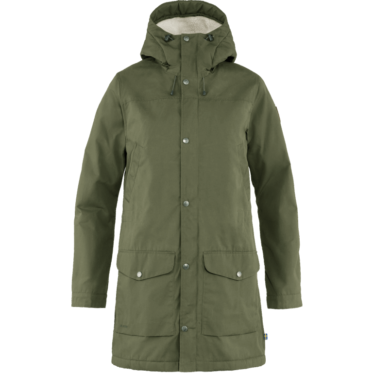 Parka De Inverno Verde Louro Com Raposa Da Montanha
