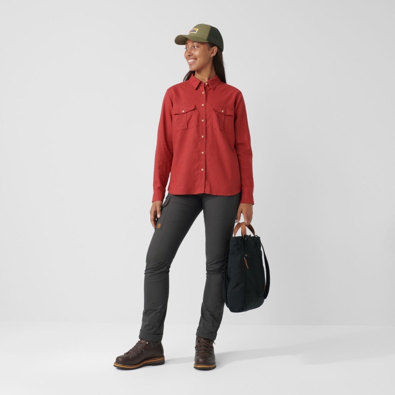 Camisa De Viagem Vermelho Framboesa Fjällräven Övik Ls W - 2 Cores