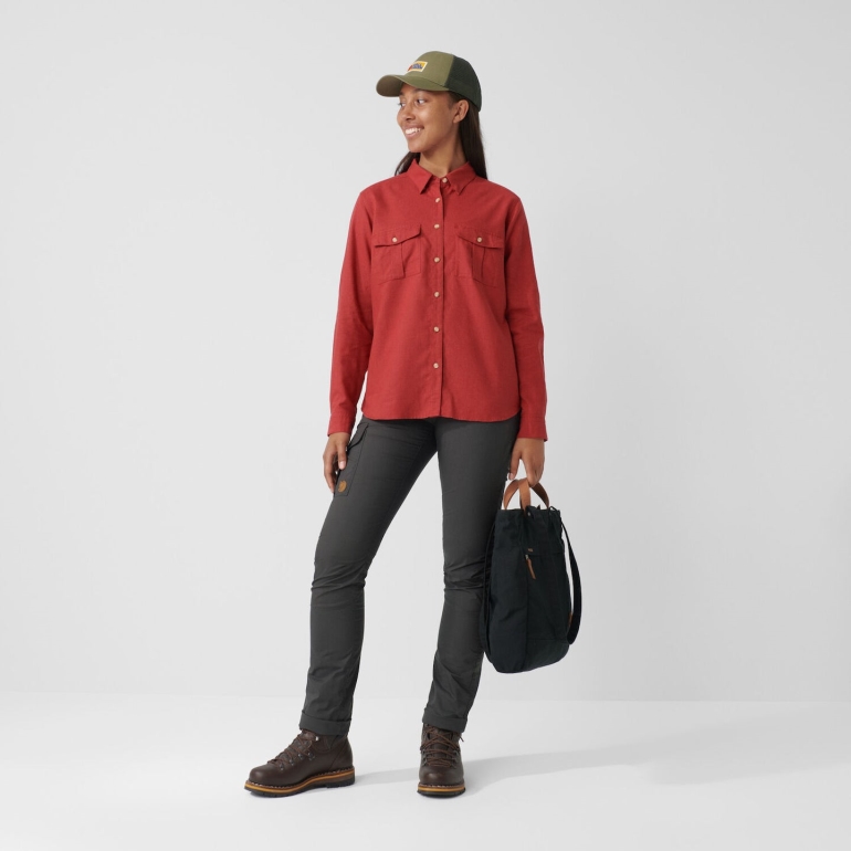 Camisa De Viagem Vermelho Framboesa Fjällräven Övik Ls W