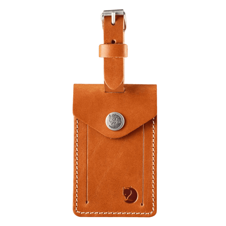 Etiqueta De Bagagem De Couro Marca Fjällräven Conhaque De Couro