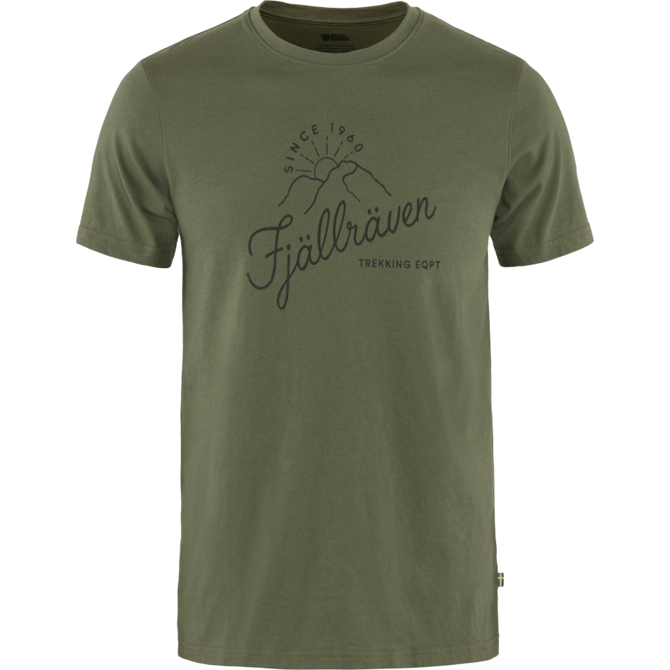 T-shirt Do Nascer Do Sol Com Raposa Da Montanha Verde Louro