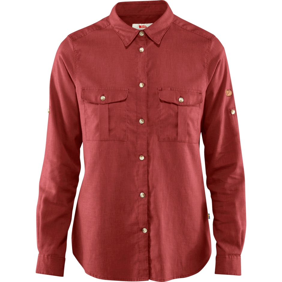 Camisa De Viagem Övik Vermelho Framboesa Marca Fjällräven Ls W