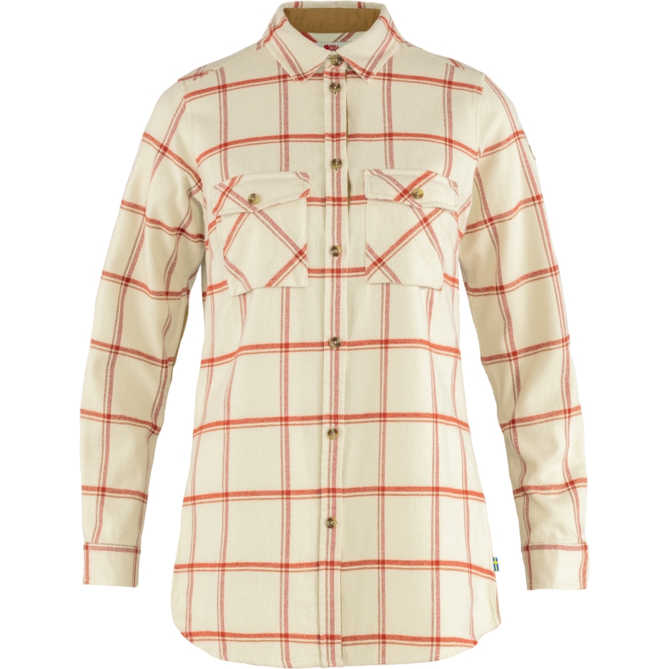 Camisa De Sarja Övik Ls W Fjällräven Chalk Branco-cabin Red