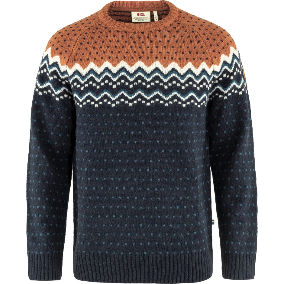 Suéter De Malha Övik M Azul Marinho Escuro-terracota Marrom Fjällräven