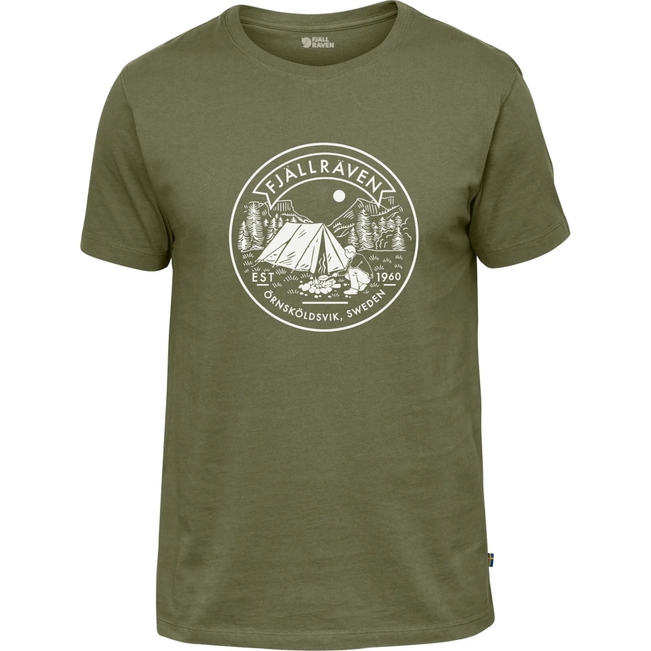 Camiseta Verde De Acampamento Com Raposa Da Montanha