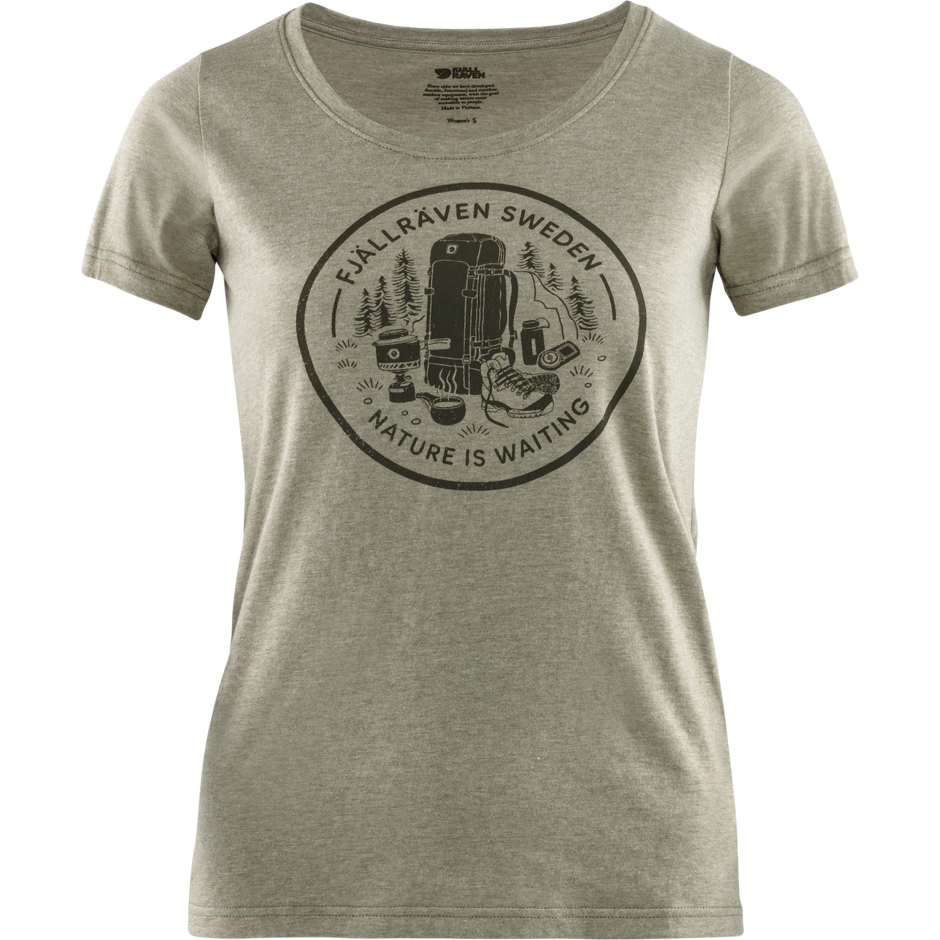 Camiseta Coffee Break W Fjällräven Verde Oliva Melange