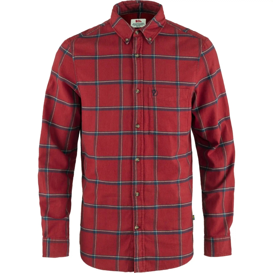 Camisa De Flanela Övik Comfort Vermelho Carvalho Marinho Com Raposa Da Montanha