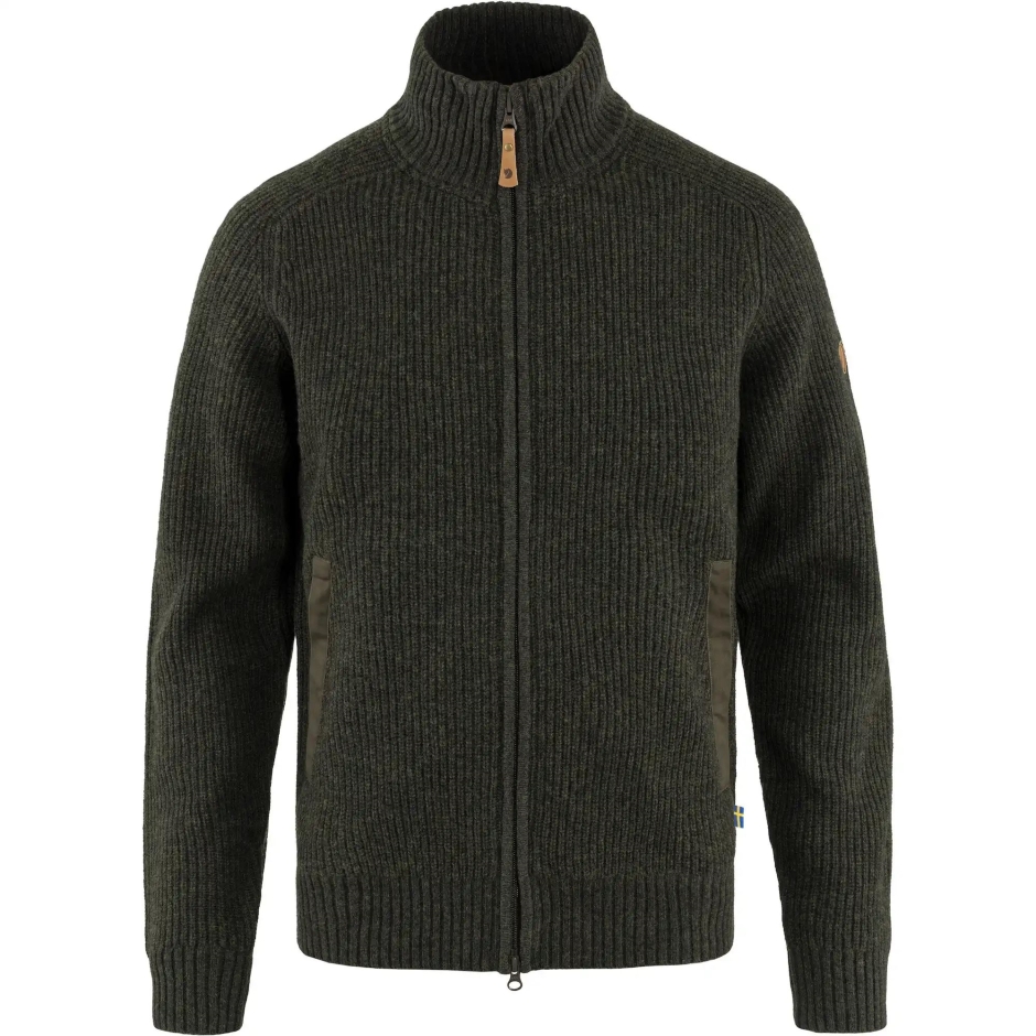 Cardigan Verde Oliva Escuro Övik Zip Malha M Fashion Fjällräven